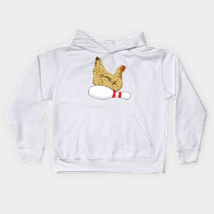 Chicken at Bowling with Bowling pin Kids Hoodie